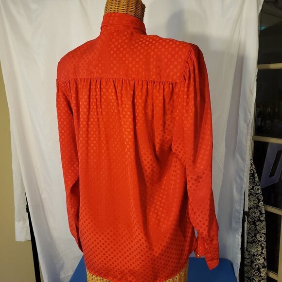 Ladies Vintage Evan PIcone Blouse w/Tie in Red w/Red Circles - 6 - Picture 3 of 4